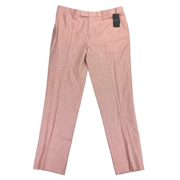 Ted Baker Mens Damaskt Slim Fit Linen Blend Chino Pants Pink 36R - Picture 1 of 4
